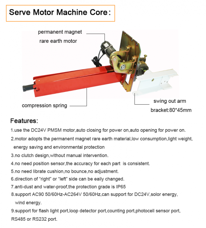 Wind Power DC12V Serve Motor Road Barrier Gate With Encoder Control